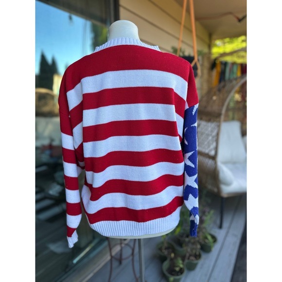 Vintage 80s Signal Sweaters American Flag Knit Patriotic Stars Stripes USA‎ - Picture 2 of 8